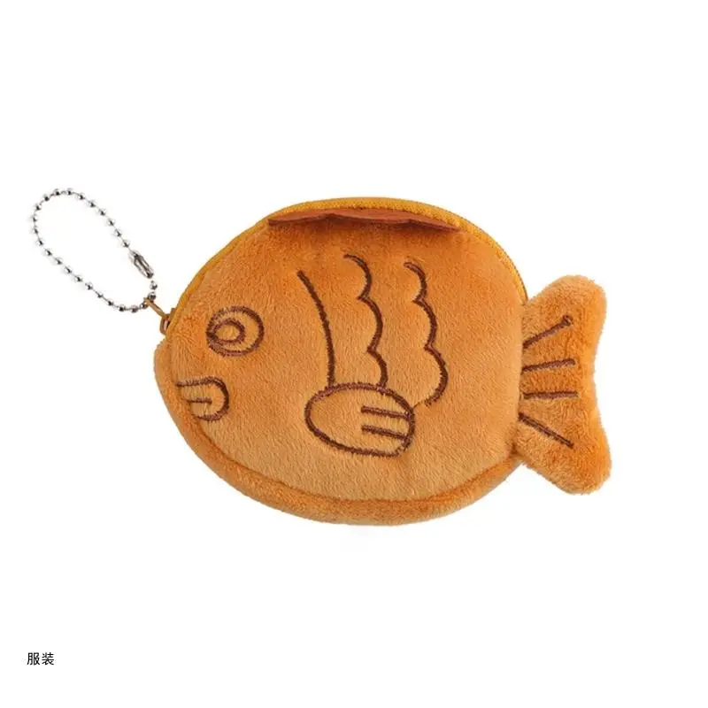 D0UD Small Change Purse for Key Fish Storage Bag Plush Sea Animal Wallets