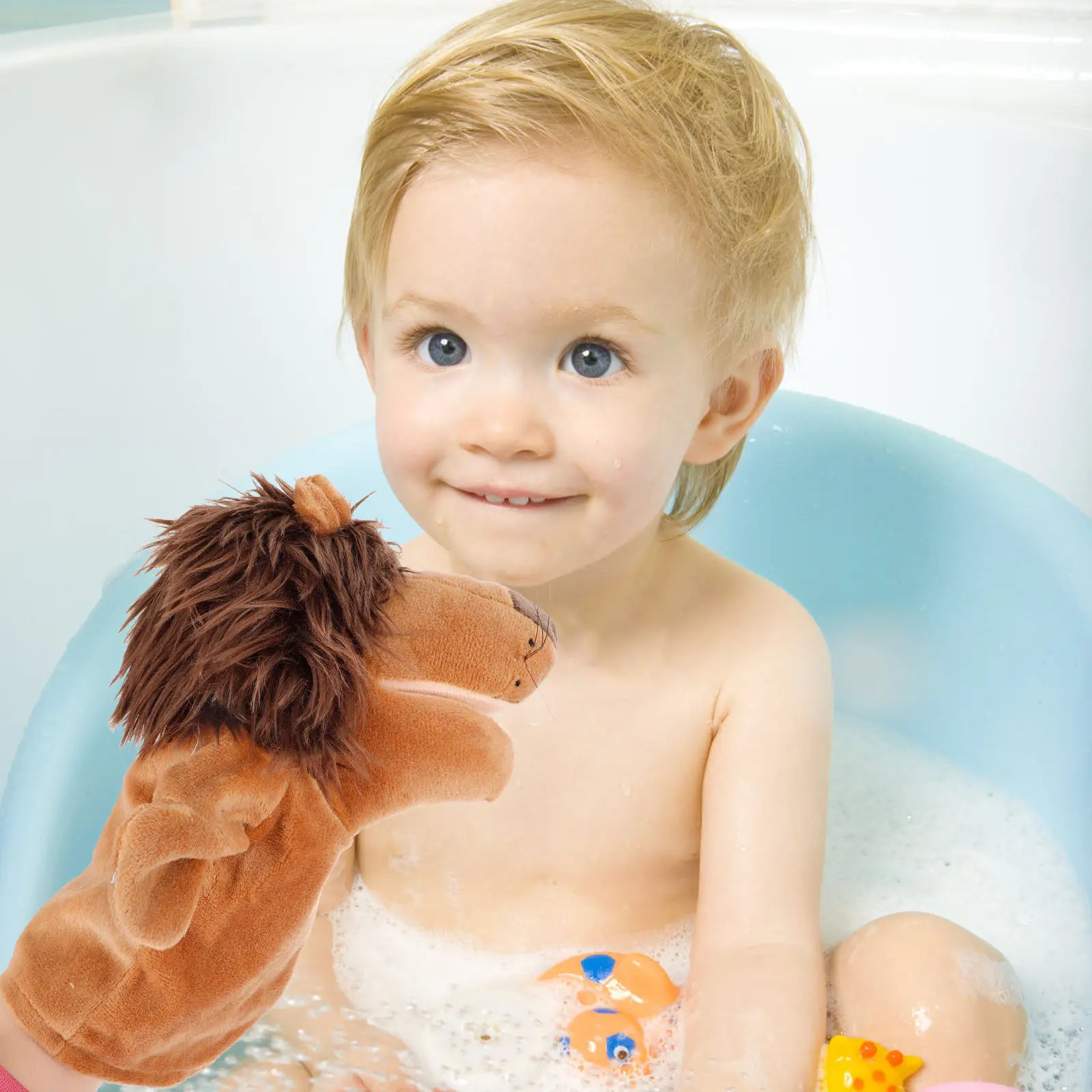 작은 손에 맞는 야생 동물 손인형 사자 디자인, 움직이는 입 부분이 상상력 발달..