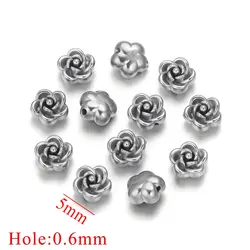 Set of 10 Gold - Plated Stainless Steel Rose Beads (Steel 5mm)