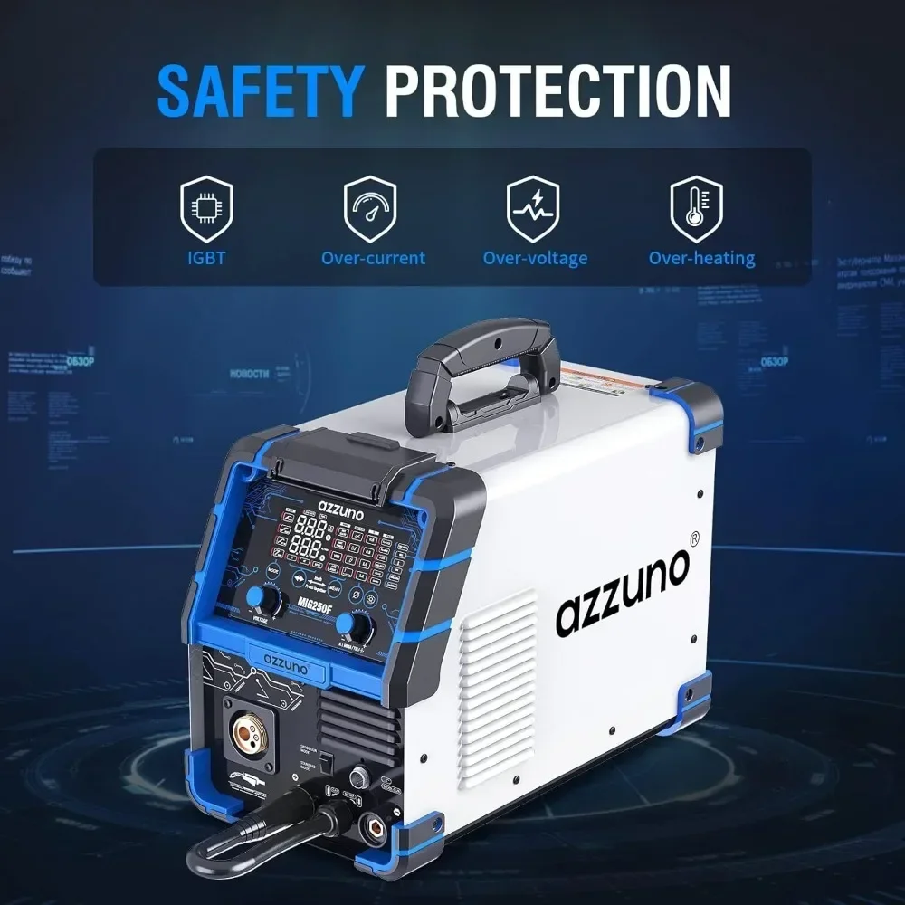 Aluminum 250Amp MIG Welder,6 in 1 Gas MIG/Gasless Flux Core/Stick/Lift TIG/Spot Welding/Spool Gun Compatible Welding Machine 6