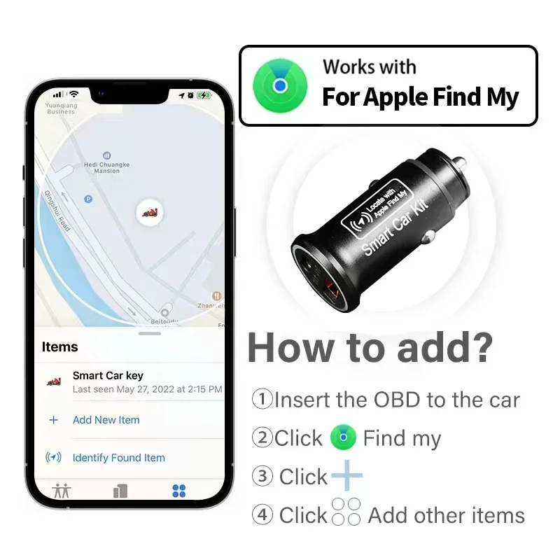 GPS Car Charger Tracker with Fast Charging and Locator