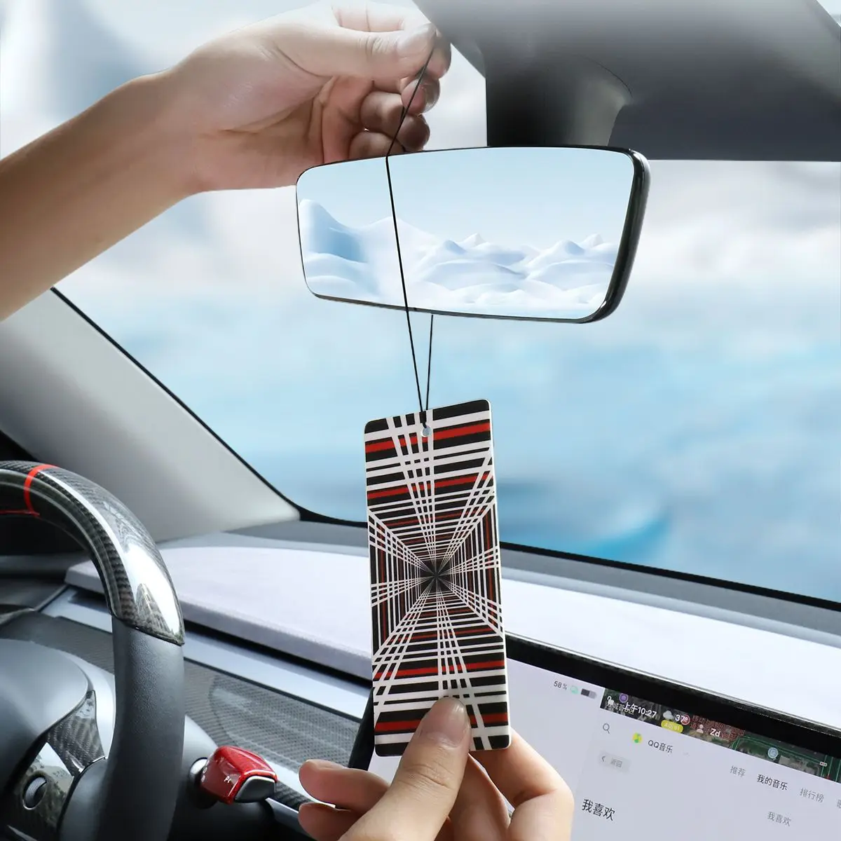 Per Tesla Model 3 Model Y Model X Model S Accessori Interni Per Automobili Plaid Fragrance Tablet Deodorante Per Ambienti Ciondolo Profumato