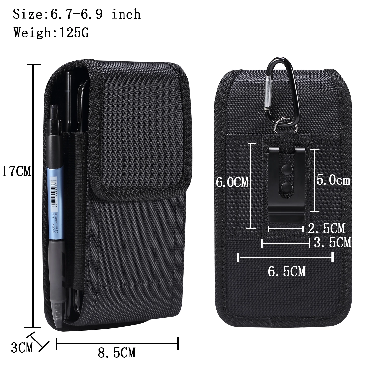 Nylon Waterproof Dual Pouch Phone Belt Clip Holster Waist Bag