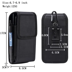 Nylon Waterproof Dual Pouch Phone Belt Clip Holster Waist Bag (Black)
