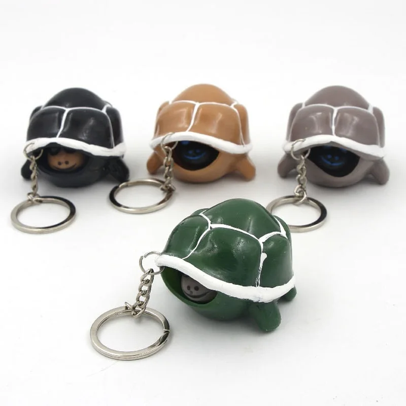 Fidget Toy Tortoise Keychains Squeeze Toy Cute Tortoise Telescopic Head Cartoon Turtle Stress Relief Pops It Funny Gift for Kids