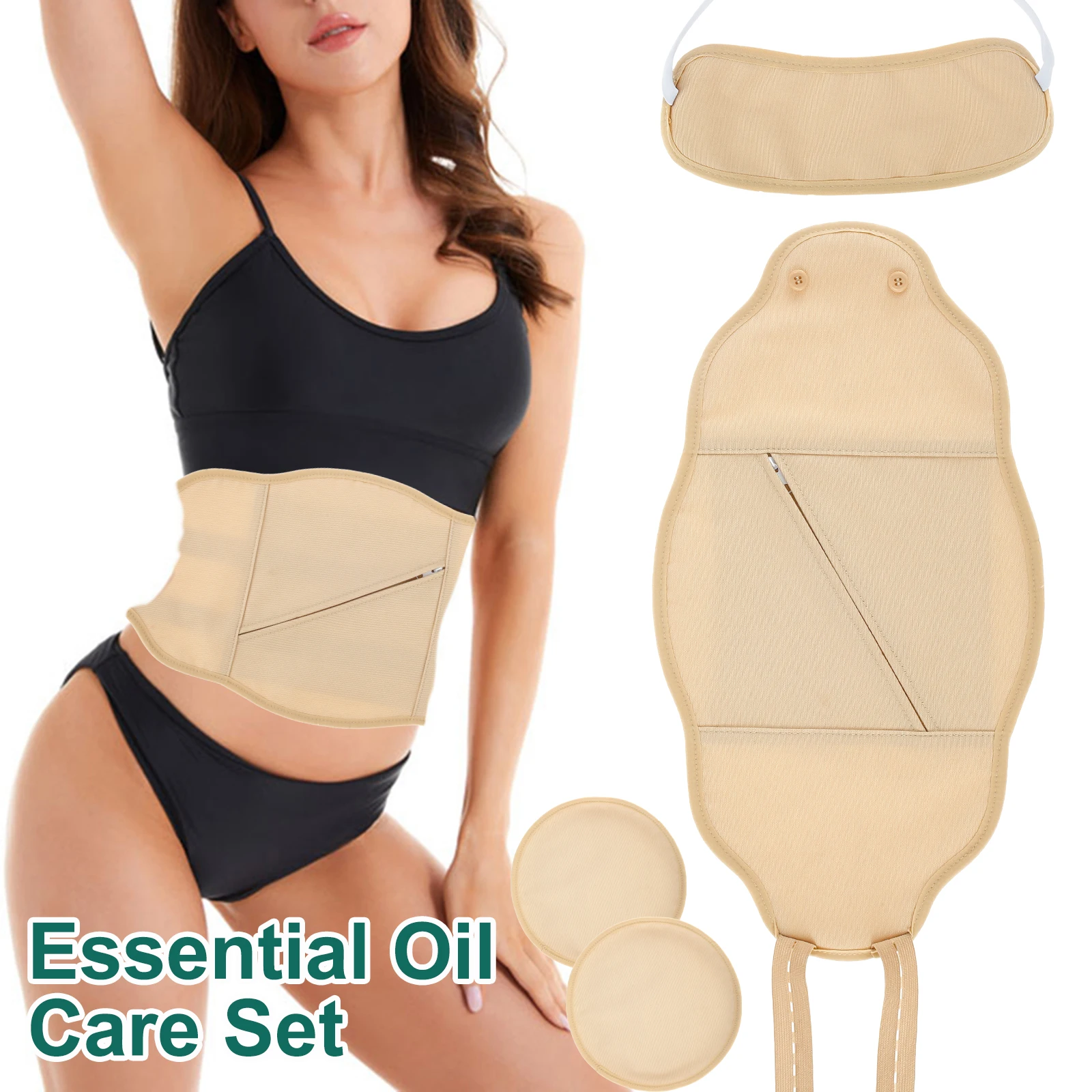 

2/3Pcs Neck Waist Oil Pack Set Washable Reusable Essential Oil Wrap Mess-Free Oil Pack Wrap with Adjustable Elastic Strap
