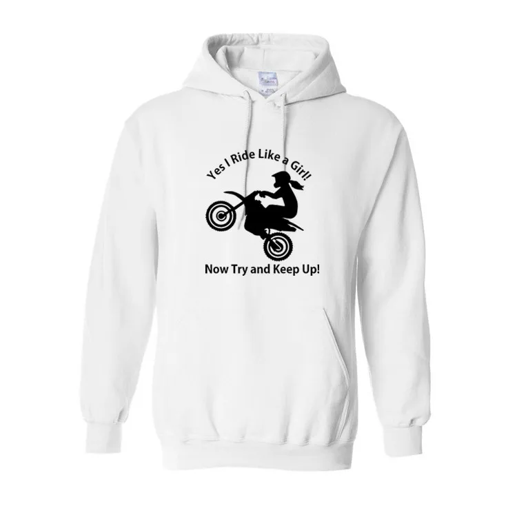 

2022 Brand Men Sportswear Fashion Dirt Bike motocross girl try and keep up female rider funny Sportswear Hoodies