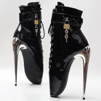 Extreme 7 inch Spike Stiletto Lockable padlock  Ballet High Heels Ankle Boots - Image 3