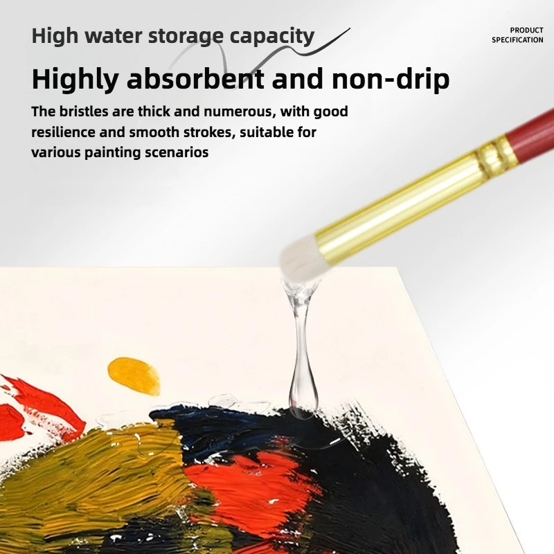 6피스 세트 양모 헤어 라운드 헤드 드라이 브러쉬 삼색 유화 물감 구아슈 수채화 모형 세라믹 모델 브러쉬 미술 용품