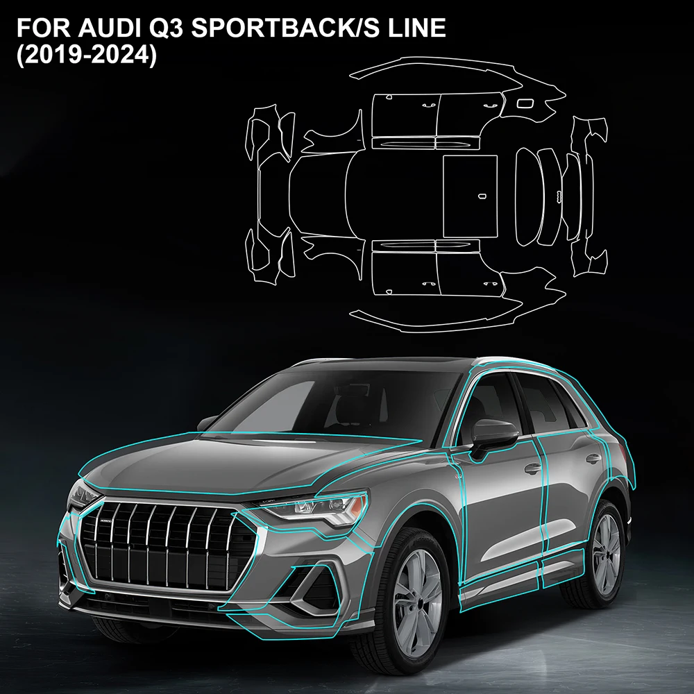 Per Audi Q3 Sportback/S Line 2019-2022 2023 2024 Pellicola Protettiva Per Vernice Kit Trasparente Pretagliato Reggiseno Ppf Trasparente Tpu 8.5Mil Sti