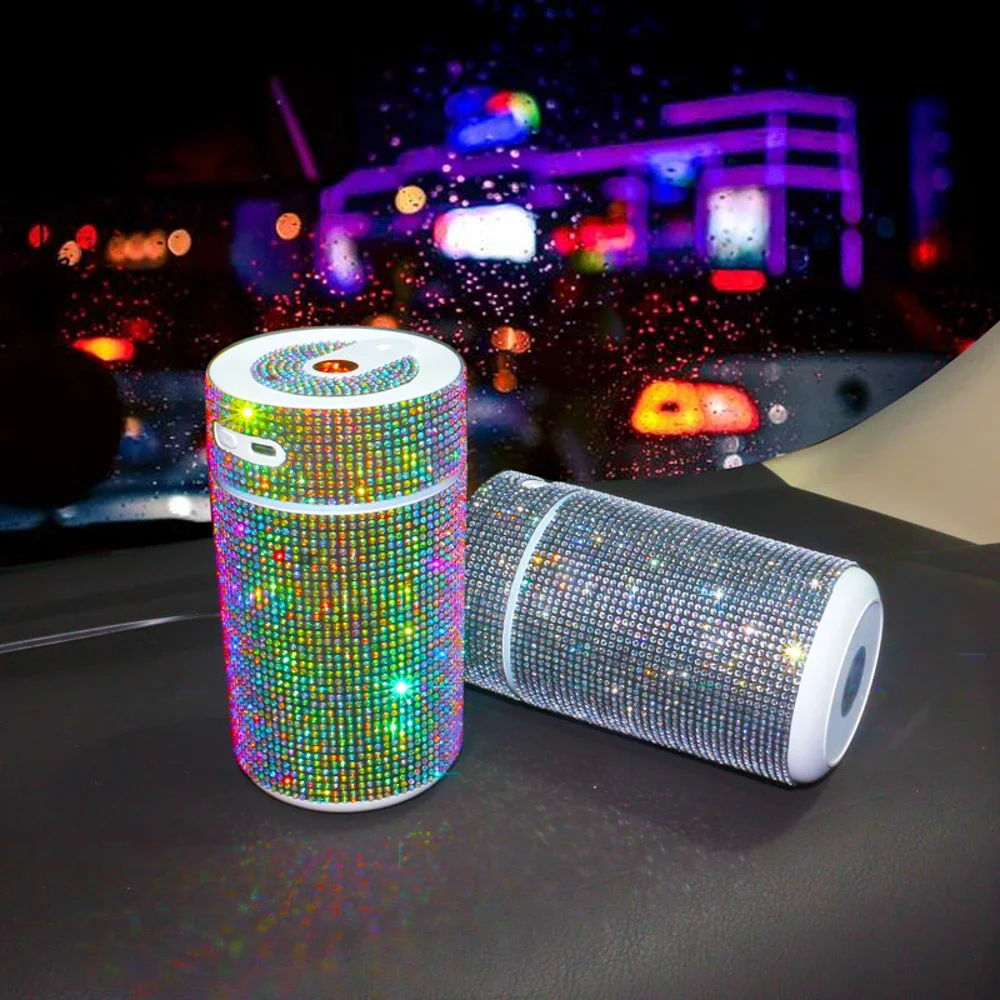 Shiny Diamond Car Diffuser Humidifier Starry Sky Projection Humidifier Crystal Rhinestone Air Freshener Car Bling Accessories