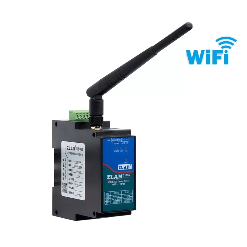 ZLAN7110M Din 레일 직렬 포트 RS485-WiFi 변환기 장치 IOT 서버 지원 Modbus MQTT