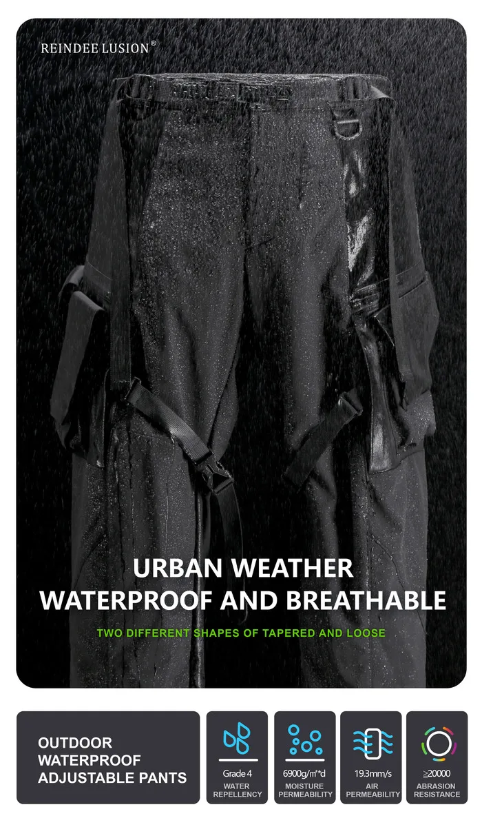 Reindee Lusion 22AW Outdoor adjustable waterproof cargo pants removable straps techwear warcore gorpcore