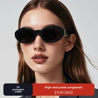 Best-Selling Women's Sunglasses Red Book Oval Frame SLM136 High-End Fashionable Vintage Lens UV Protection Glasses 1