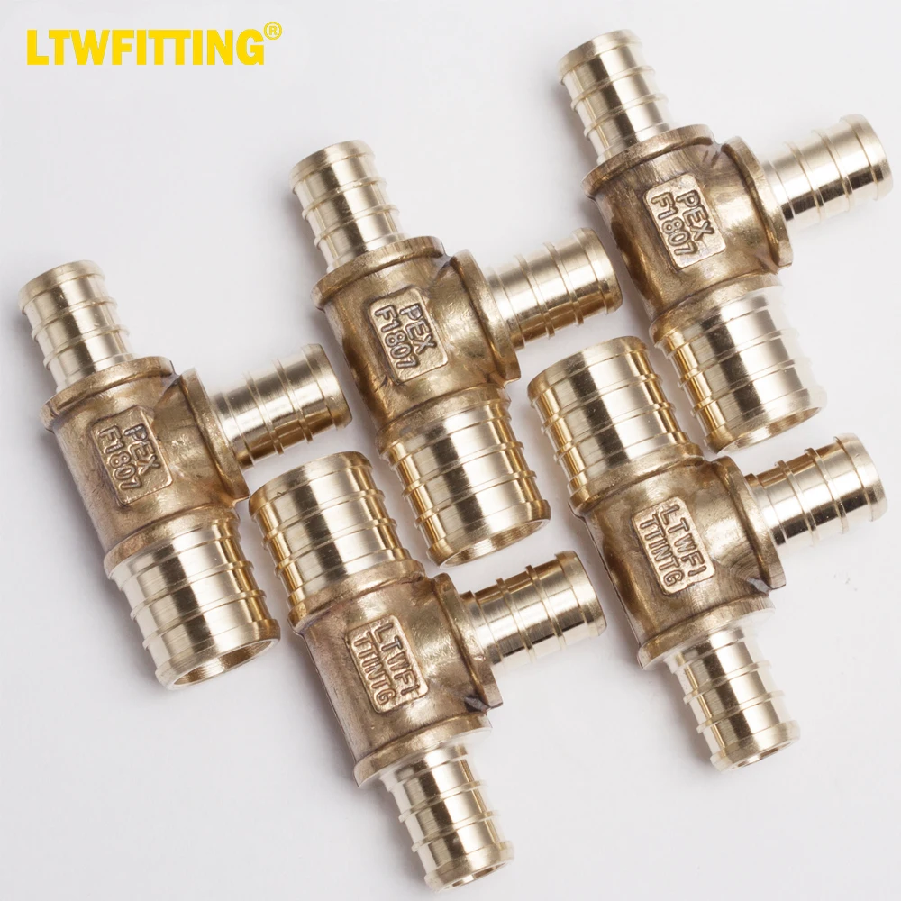 

LTWFITTING LF Brass PEX Crimp Fitting 3/4-Inch x 1/2-Inch x 1/2-Inch PEX Tee (Pack of 5)