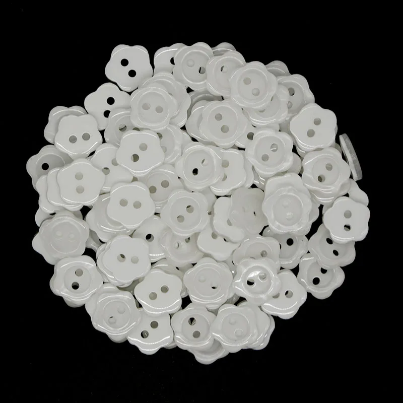 50pcs Resin Sewing Button Scrapbooking Flower White Two Holes 11mm Dia. Costura Botones decorate bottoni botoes 3