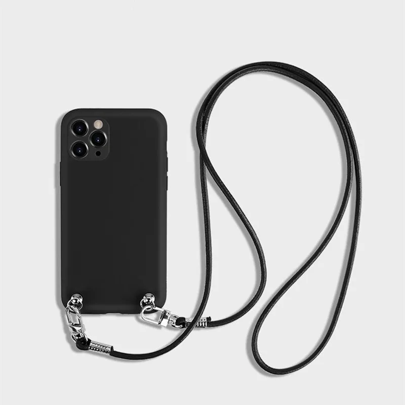 Luxury Crossbody Lanyard Leather Chain Soft Case with TPU Back Cover