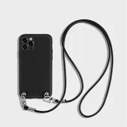 Luxury Crossbody Lanyard Leather Chain Soft Case with TPU Back Cover - iPhone 15 Plus (Lanyard A)