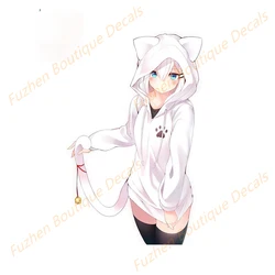Fuzhen – décalcomanies de voiture, accessoires extérieurs pour chat fille, autocollant anti rayures, dessin animé drôle, ordinateur portable, réfrigérateur 