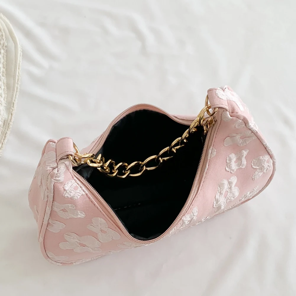 Ladies Handbags Fashion Casual Elegant Simple Women Shoulder Bag Flower Print Chain Cute Clutch Purse Female Armpit Bag