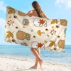 M-Milk Mocha Bear Cute Bath Towel Microfiber Soft Water Absorbing Breathable For Girl Kids Decorative Cartoon Beach Towel 5