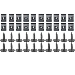 Universal Black Self - Tapping Screws with Clips - Car Bumper and Mudguard Fastening Solution (10 - 40pcs) (40pcs (20sets))