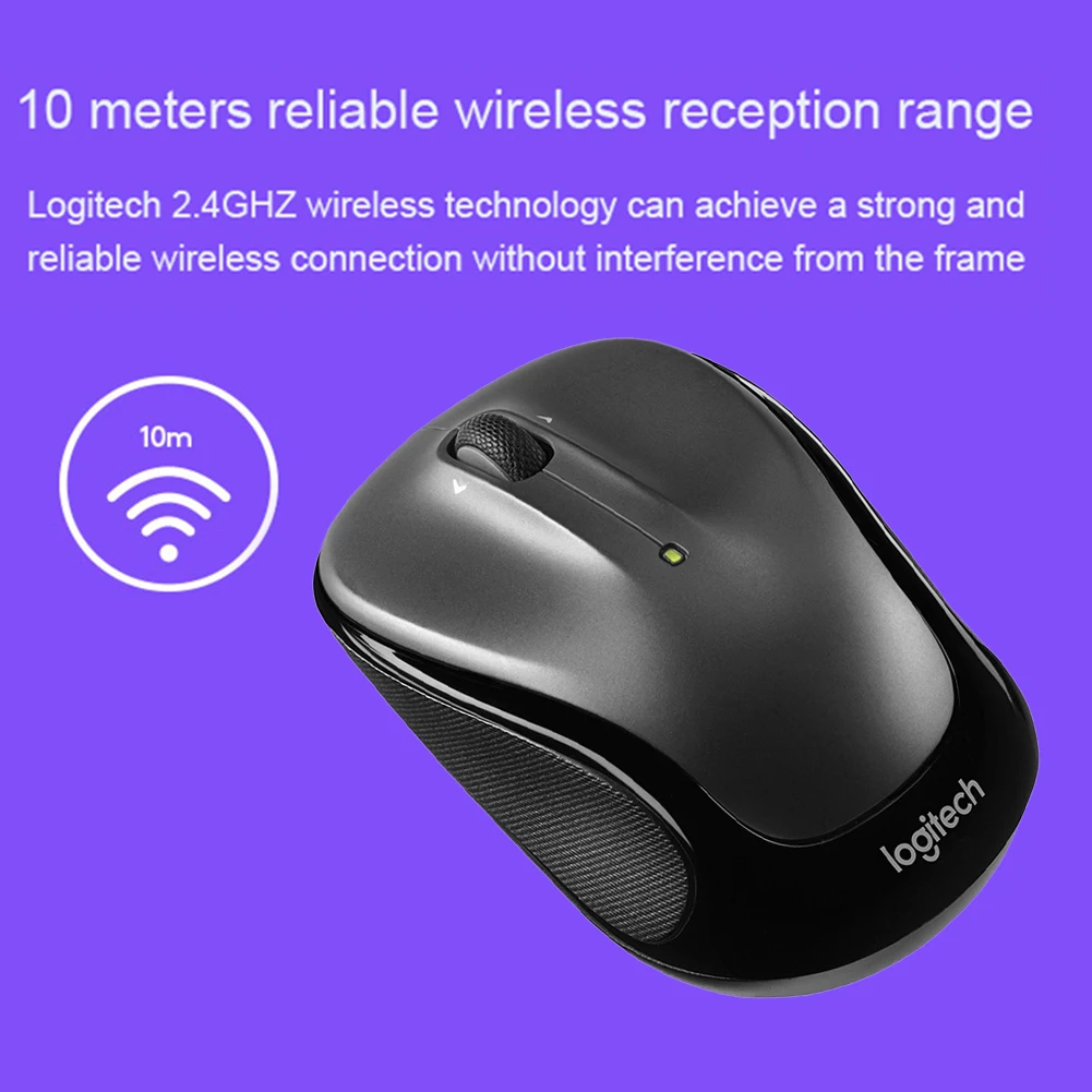 Logitech M325 3 Buttons Office Wireless Mouse 1000DPI 2.4GHz Unifying Receiver Ergonomic Optical Mice Business Comfort Laptop