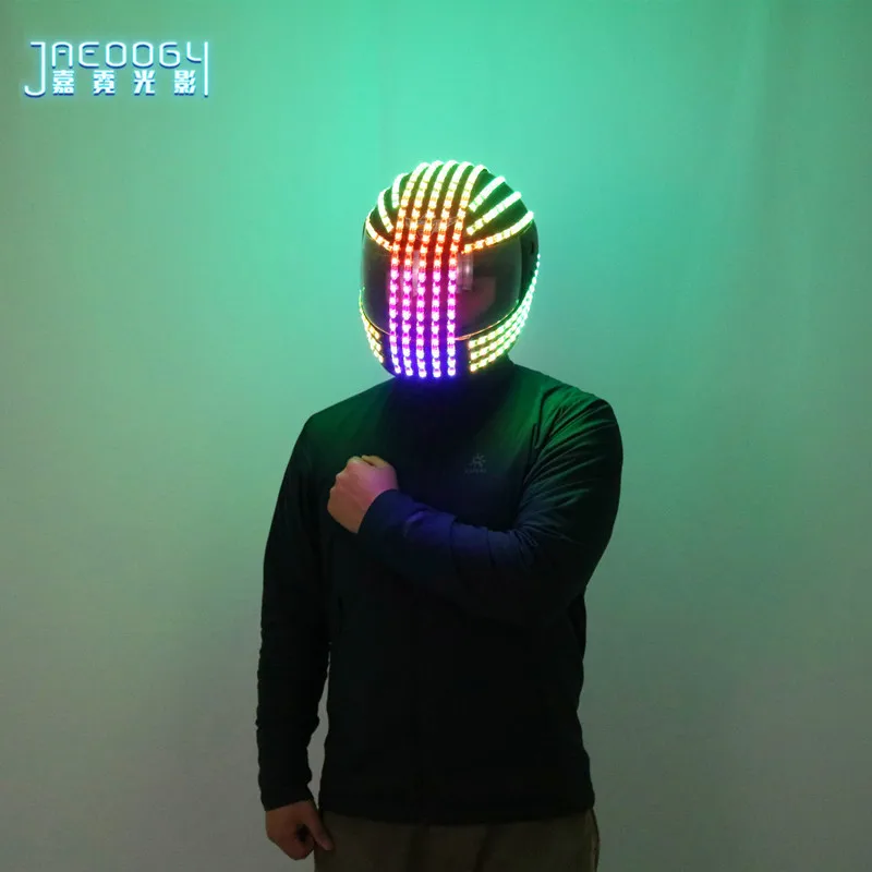 

Adult LED Helmet Punk Men Luminous Mask Party Nightclub DJ Cosplay Costume Halloween Cosplay Atmosphere Props Dance Show Outfit