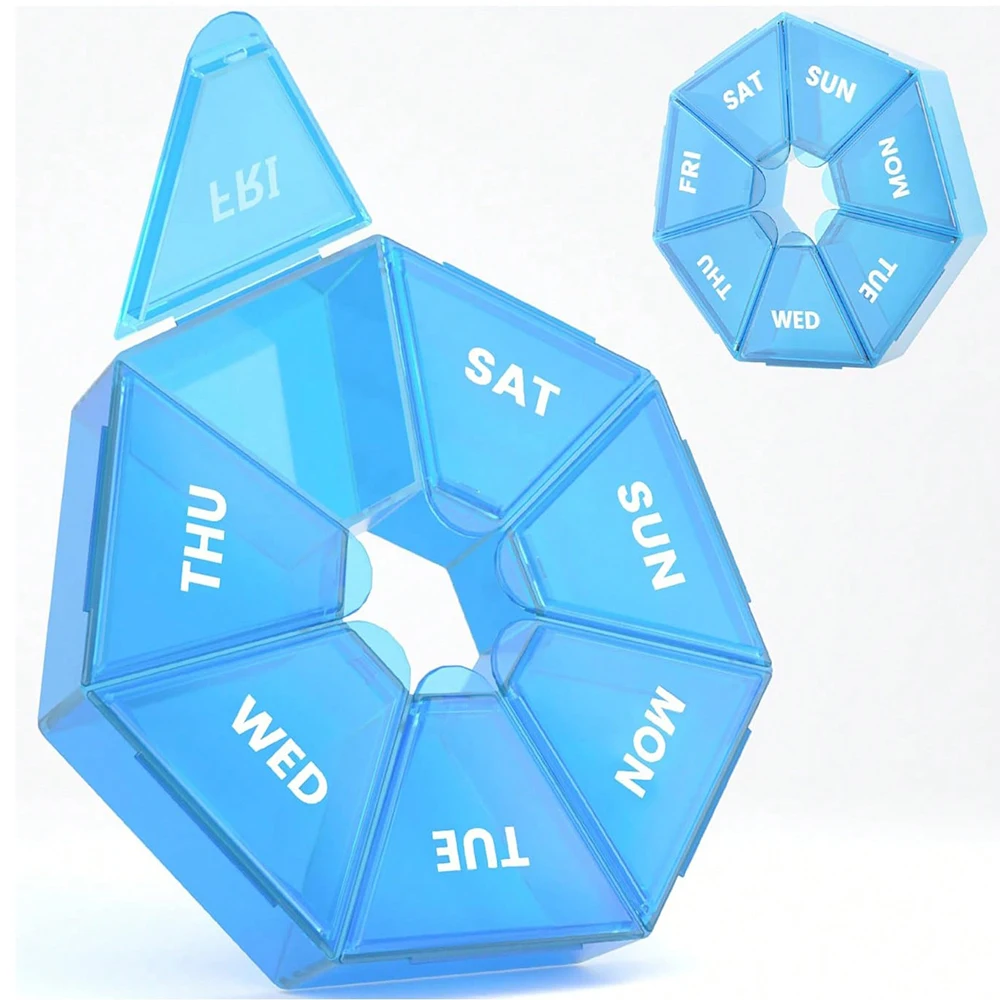 Compact 7-Day Pill Organizer with Portable Travel Case for Vitamins and Medications