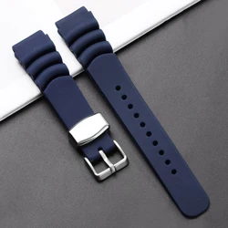 Universal Sport Waterproof Silicone Watch Band Strap - Versatile Replacement for Diving and Everyday Wear (Blue metal)