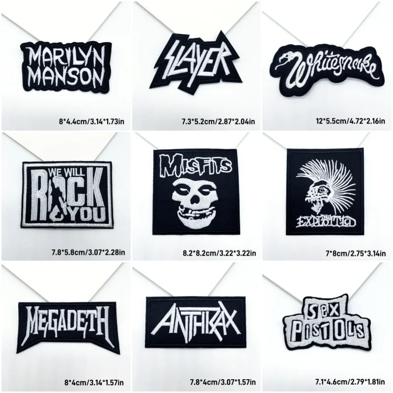Embroidery Patches Punk Rock Music Band Embroidery Patches DIY Applique Sewing Supplies Decorative Badges Classic Nostalgia MUSIC