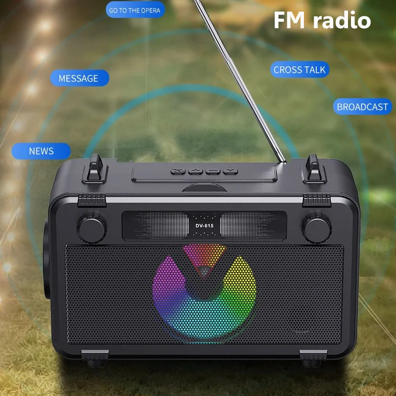 Portable Solar Charging Radio Emergency FM Radios Wireless Bluetooth 5.3 Speaker Soundbar with LED Flashlight TF USB Music Playe