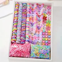 941 ensembles de tenues colorées et mignonnes pour filles |   Comprend différents clips, attaches pour cheveux, fleurs et couvre-chef à nœud double couche. 1