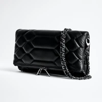 2025 NEW Decoration 2Chains Straps Beige Color Flap Zipper for Wings Bags Women Leather Chain Ladie Bandolera Mujer 2