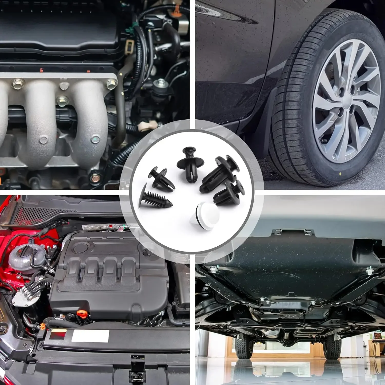 140PCS Universal Car Buckle Set – 6 Styles Nylon Bumper Fixing Buckles for Auto Interior & Exterior Use