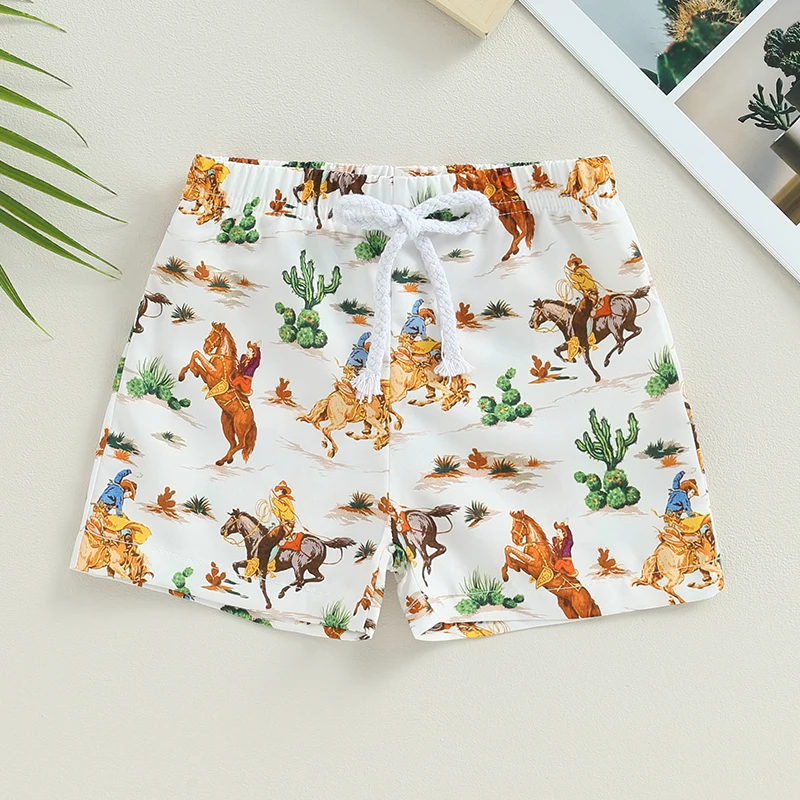 Toddler Baby Boys Beach Swimwear Shorts Swimming Trunks Fashion Print Elastic Waist Short Pants Kids Baby Swimsuit Bottoms