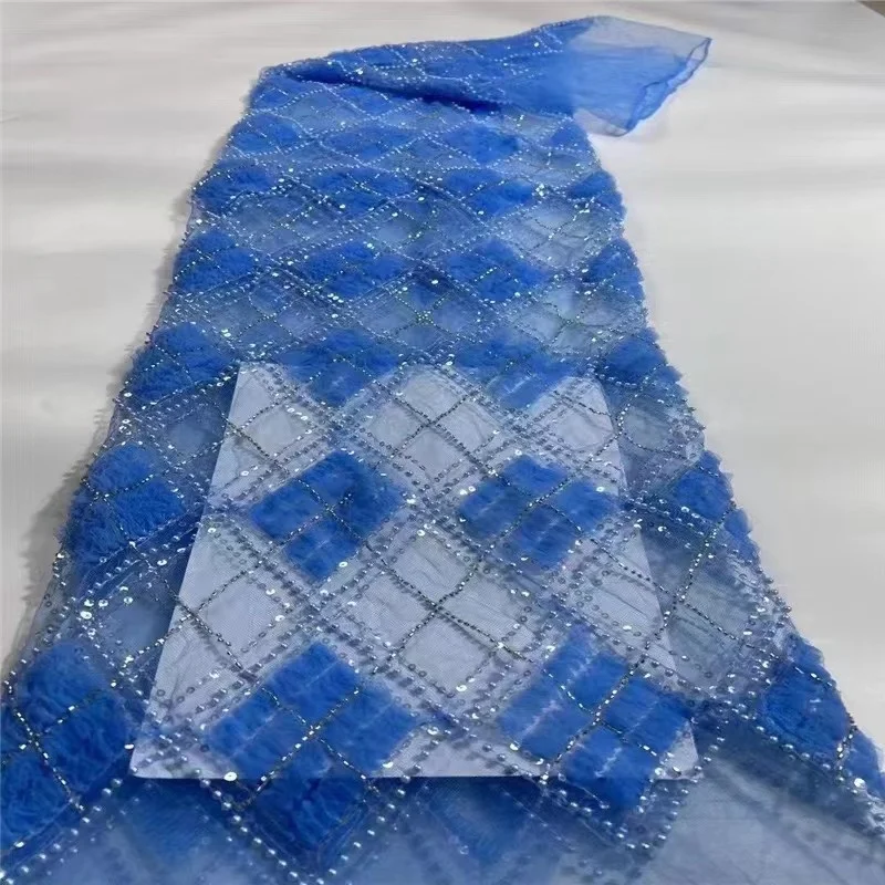 

Небесно-голубая Роскошная французская фотография, кружевная ткань с вышивкой, африканская нигерийская ткань с блестками для свадебного платья