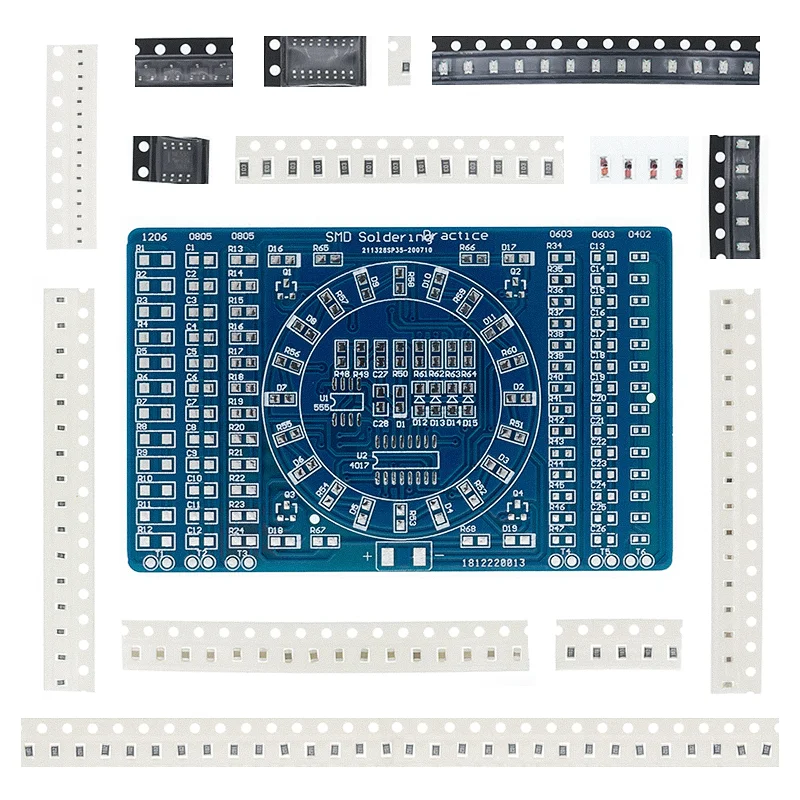 

CD4017 Rotating LED SMD NE555 Soldering Practice Board DIY Kit Fanny Skill Training Electronic Suit