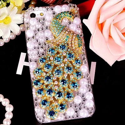 

Luxury Glitter Pearl Diamonds Peacock Phone Case For iPhone 15 Pro Max X XS MAX XR 7 8 Plus 11 12 13 14 Bling Rhinestone Covers