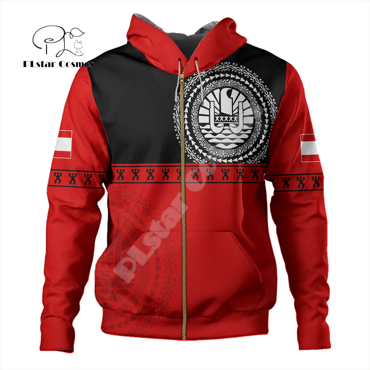 Custom Name French Polynesia Tahiti Country Flag Tribal Hibiscus Tattoo Retro 3DPrint Pullover Harajuku Casual Hoodies Jacket V7