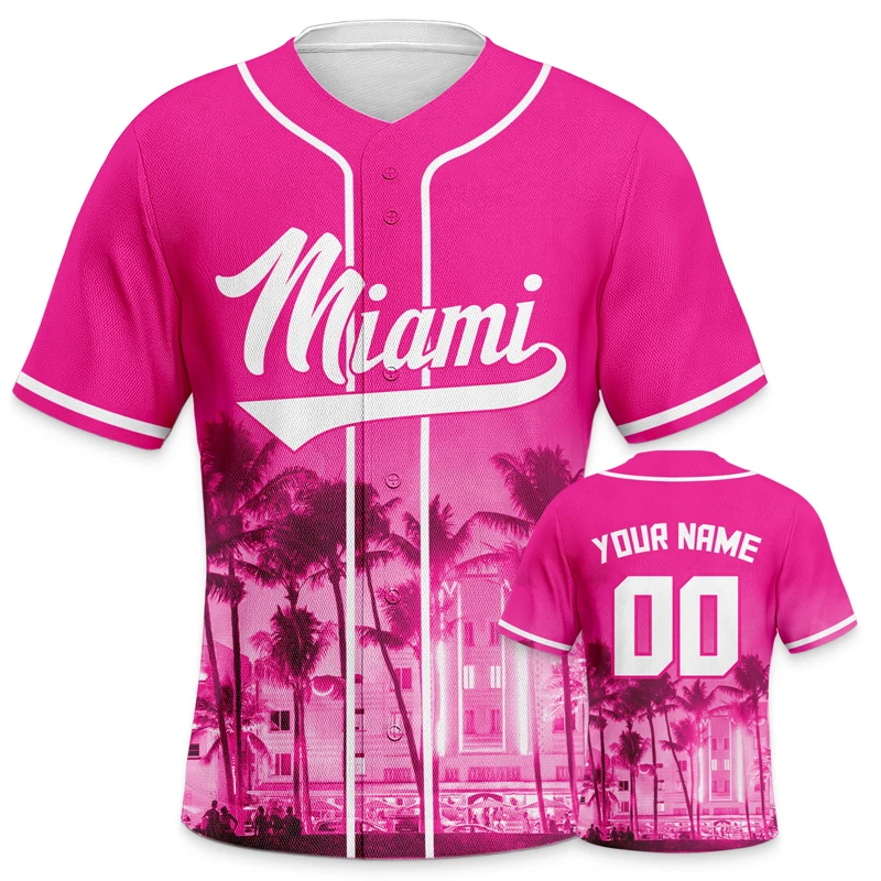 Pink Custom Baseball Jerseys City Night View Men T-shirts Sublimation  Blanks for a Unique Look Personalized Sportwear - AliExpress