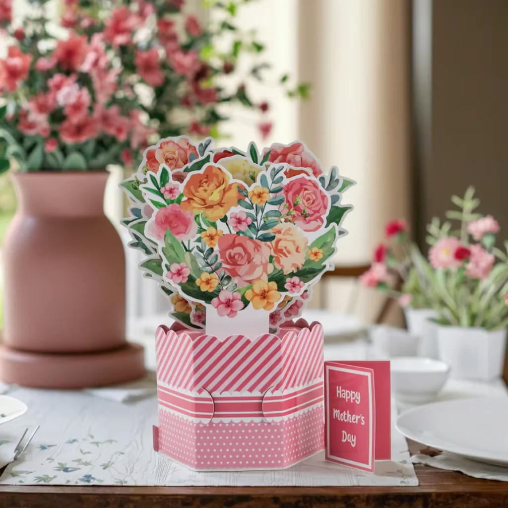 Pop Up Card 3D Flower Bouquet Greeting Cards with Note Card and Envelope for All Occasion Mother's Day 1PCS For Women