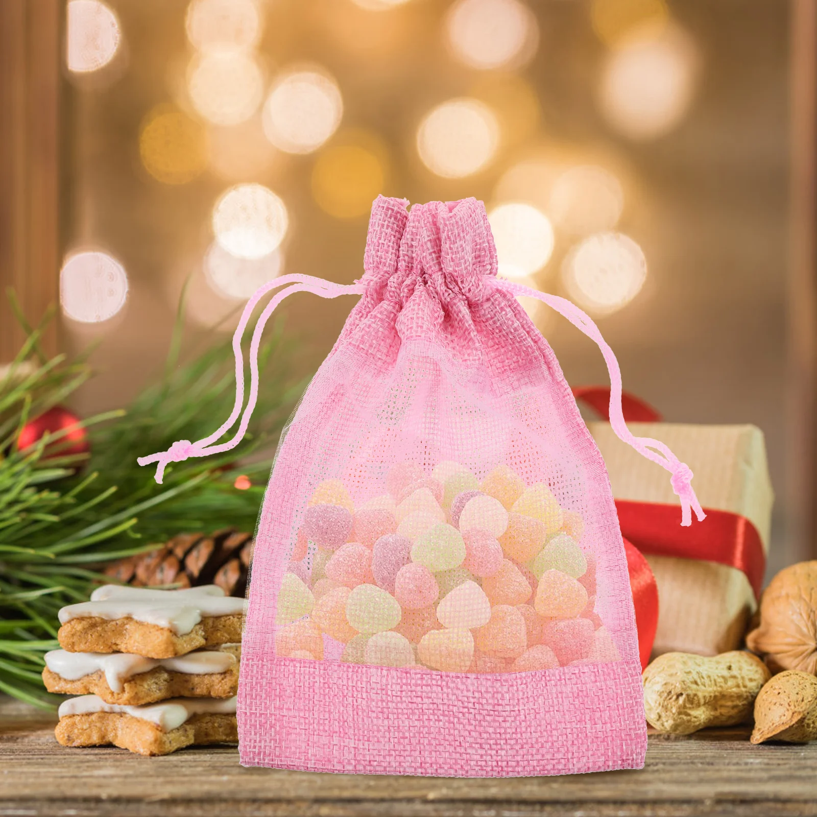 10 Pcs Mesh Bag Drawstring Storage Jewelry Bags Candy Clear Window Pouch Gift Small Organizer