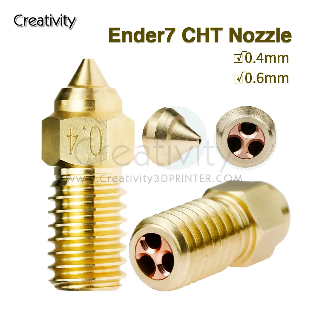 

Ender7 CHT High Flow Brass Nozzle 0.4MM/0.6MM Compatiable with Ender7/Ender5 S1 Spider Hotend Extruder Nozzle