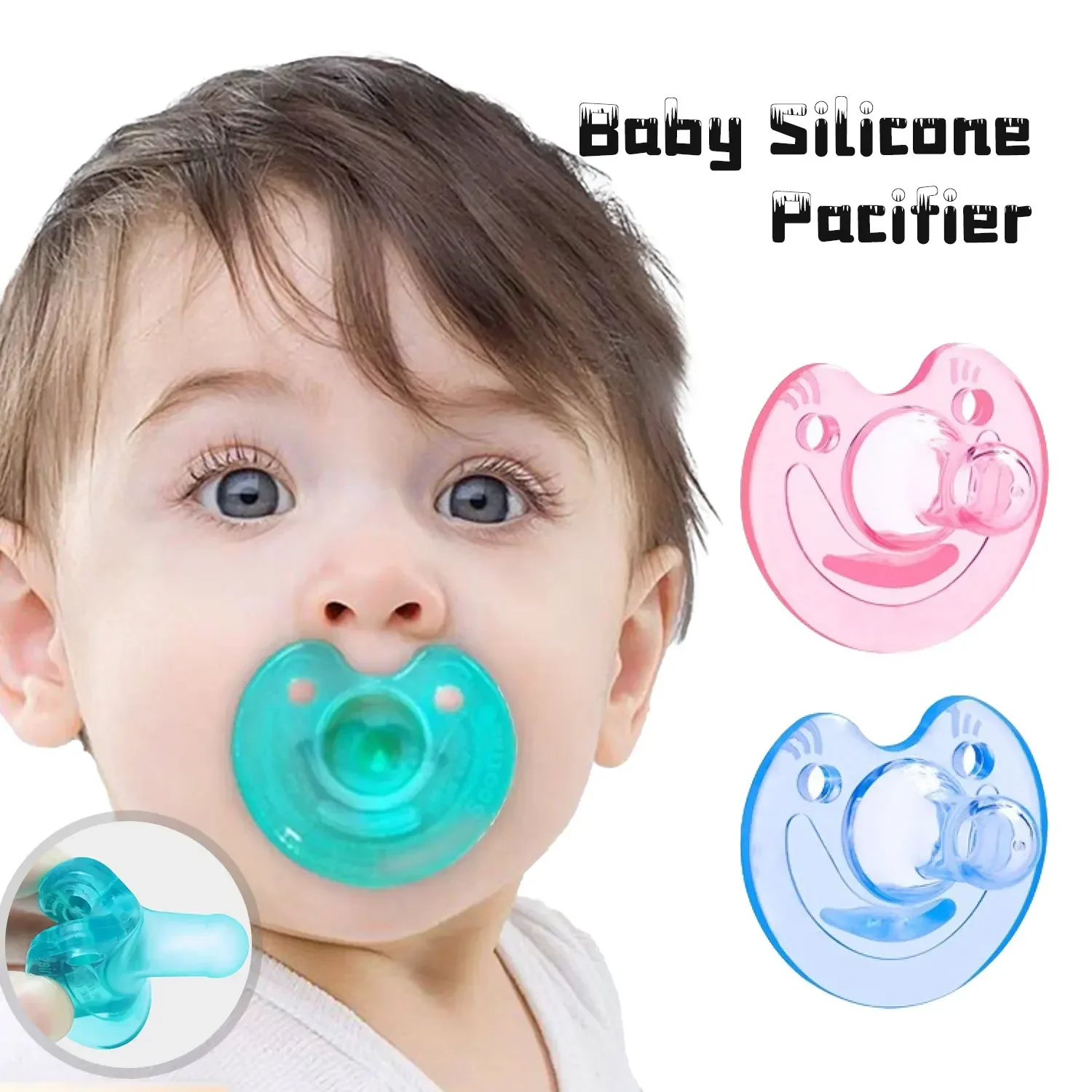 0-3 Year Newborn Sleeping Pacifier Round Head Play Mouth Children's Fun Cartoon Baby Silicone Pacifier Pacifiers for Babies
