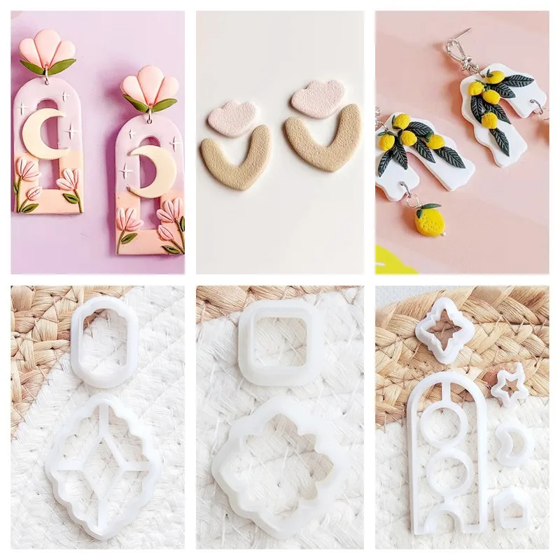 New Soft Pottery Earring Cutter Moroccan Rhombus Ring Polymer Clay Cutting  DiY Ins French Earring Jewelry
