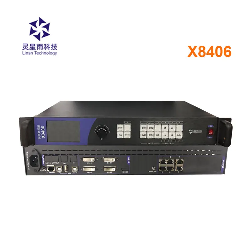 

Видеопроцессор Linsn X8406, два в одном, Светодиодный настенный контроллер, поддерживает до 3, 84 миллионов пикселей, 6 гигабитных выходов