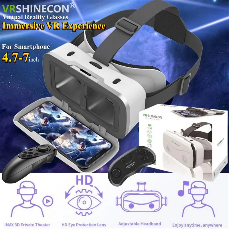 

G15 IMAX Giant Screen Virtual Reality Glasses HD 3D Movie Google Cardboard Box VR Helmet for 4.7-7" Phone,Support Game Joystick