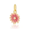 New Gold Daisy Safety Chain Family Tree Lucky Clover Cherry Blossom Clip Charm Bead Fit Original 925 Silver Bracelet DIY Jewelry 5