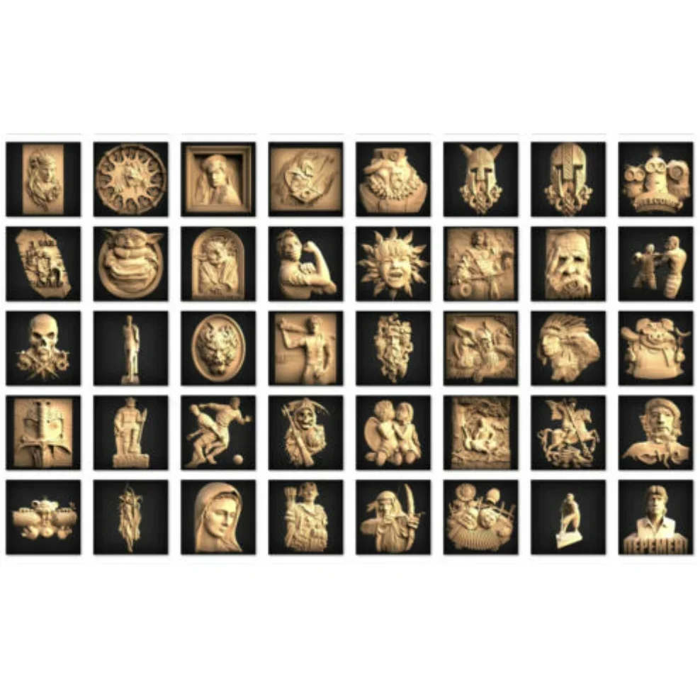 Characters Collection 140+ 3D STL Models Relief Engraving Files CNC Routers 3d printers laser engraving machine wood router machine cnc engraving machine parts